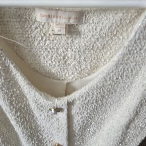 Monteau Textured Cream Button-Front Mini Dress - Picture 2 of 4